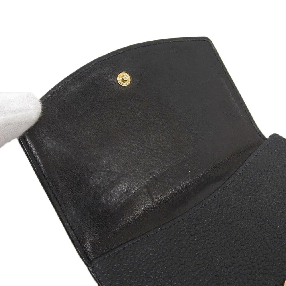 CHANEL Black Caviar Leather Logo Wallet